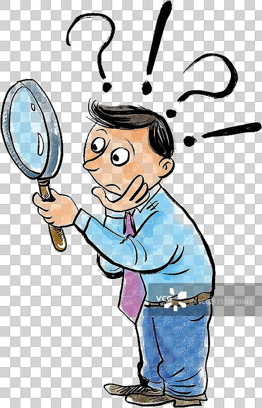 元素：拿着放大镜的男人寻找线索图片素材