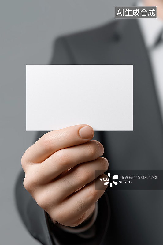 【AI数字艺术】商务人士手持空白名片图片素材
