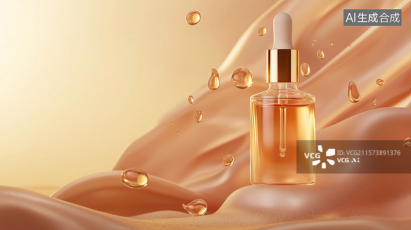 【AI数字艺术】液态金滴与柔光下的极简奢华图片素材