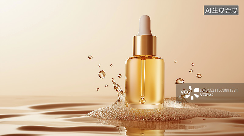 【AI数字艺术】液态金滴与柔光下的极简奢华图片素材