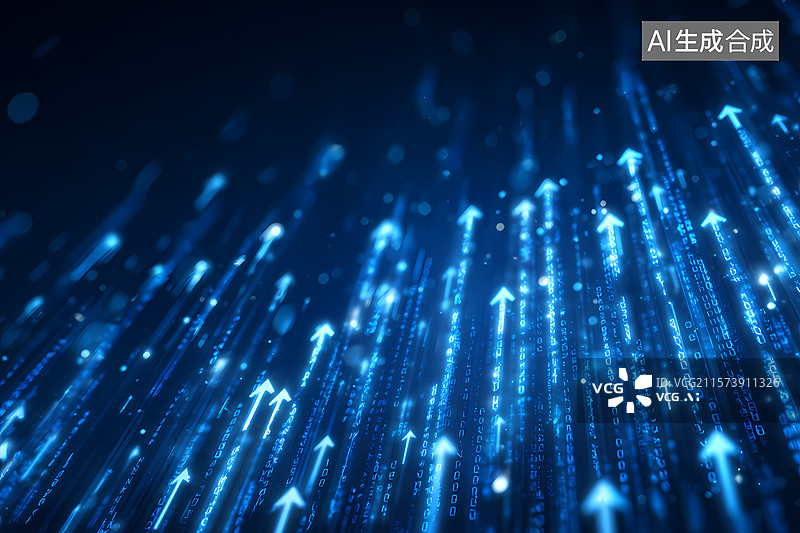 【AI数字艺术】蓝色箭头科技背景图图片素材