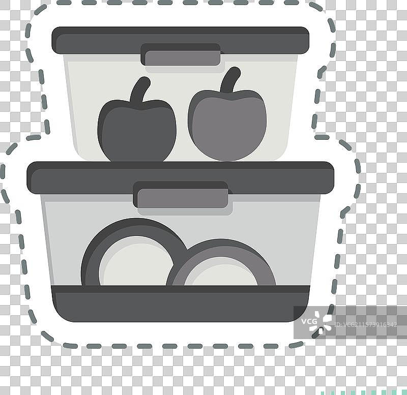 与食品容器相关的贴纸线条切割图片素材