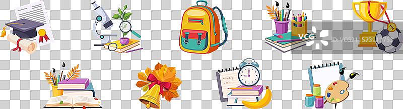 返校用品和物品组合图片素材
