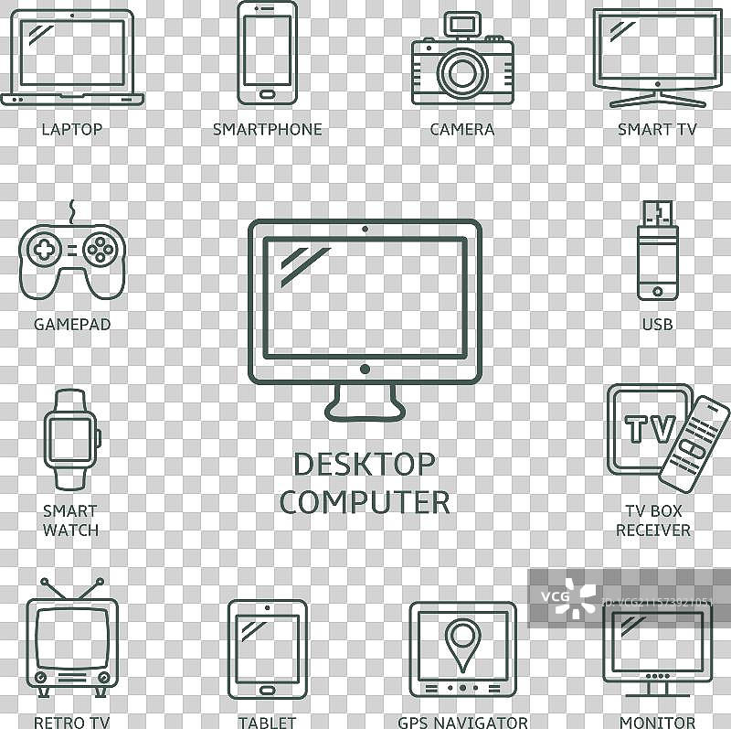 电子设备图标轮廓集图片素材