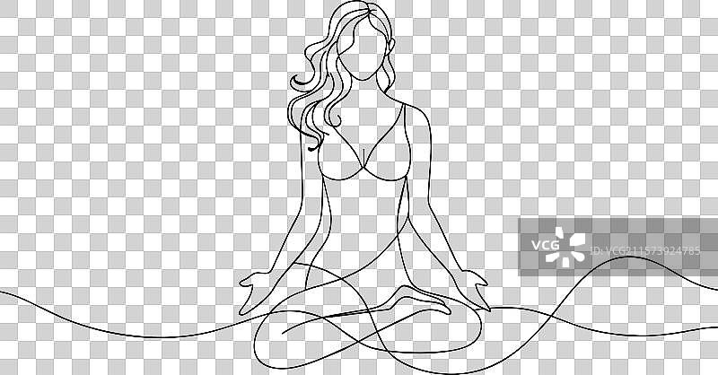 坐着的女性身体以优美的姿势呈现图片素材