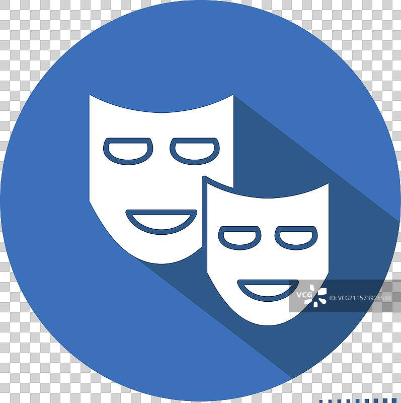 与电影相关的戏剧图标，长阴影效果图片素材