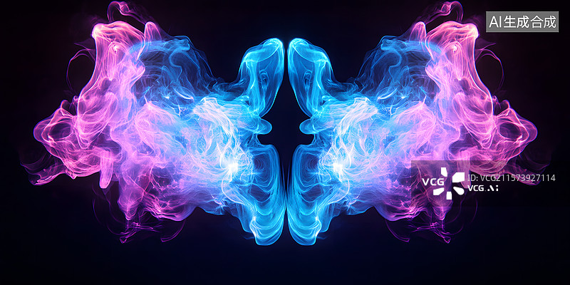 【AI数字艺术】色彩斑斓的烟雾对称图案图片素材