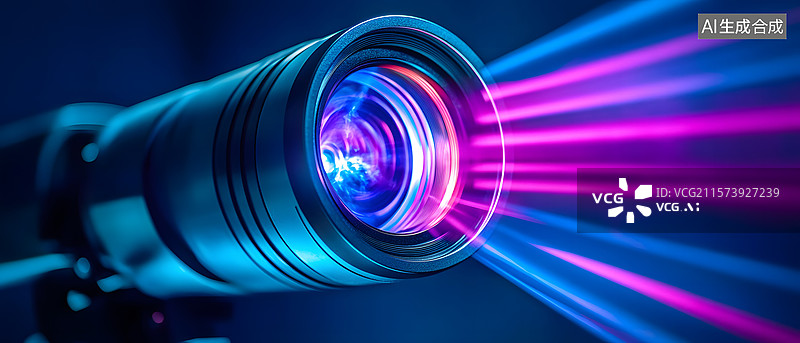【AI数字艺术】激光发射器发出多彩光束图片素材