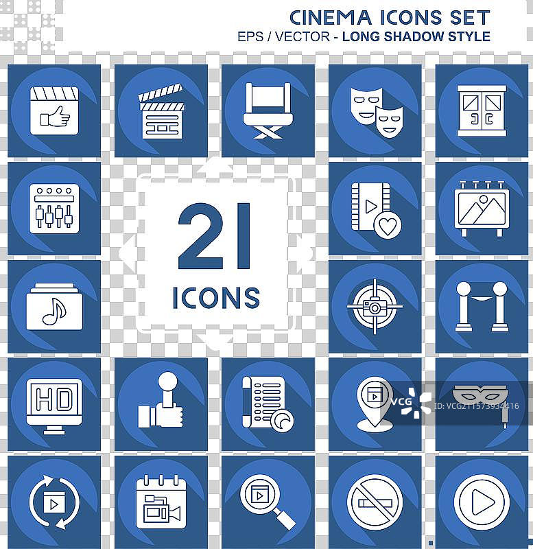 与电影相关的长形电影符号图标集图片素材