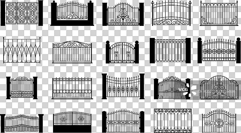 黑色华丽的围栏装饰元素孤立设计图片素材