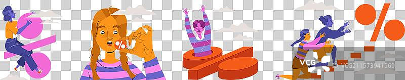 带有百分号的兴趣人物角色图片素材