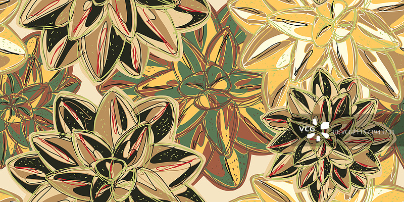 幻想风格的花卉图案多肉植物沙漠图片素材