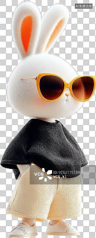 【AI数字艺术】戴墨镜的卡通白兔图片素材
