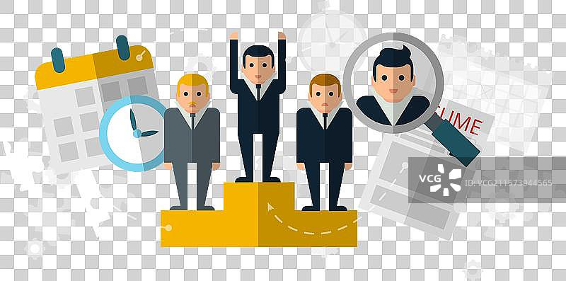 卡通风格的团队中商务人士开会图片素材