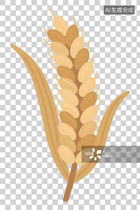 【AI数字艺术】手绘插画成熟饱满的糙米谷穗免抠素材图片素材