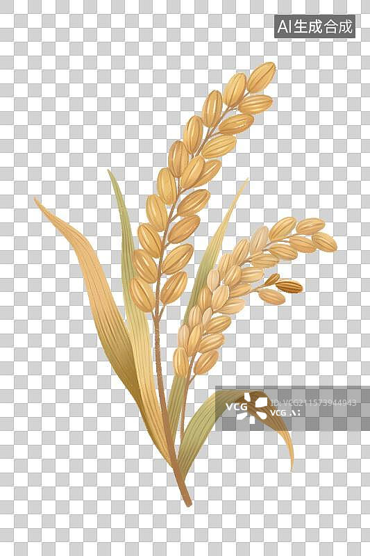 【AI数字艺术】手绘插画成熟饱满的糙米谷穗免抠素材图片素材