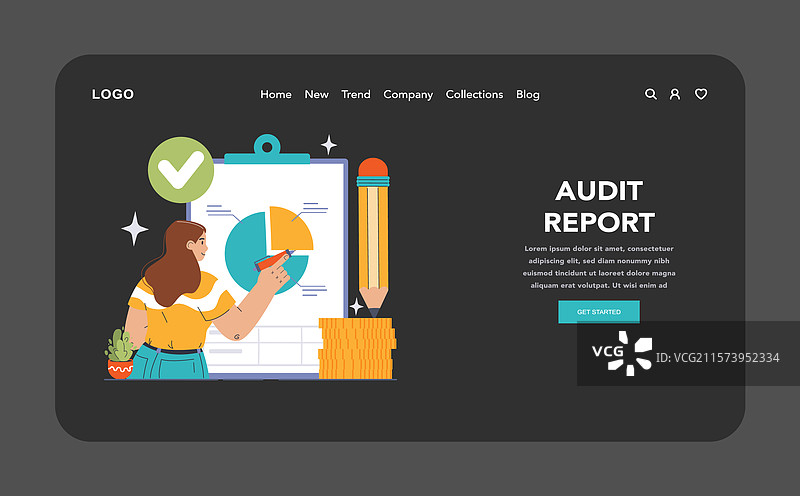 审计报告概念平面图图片素材