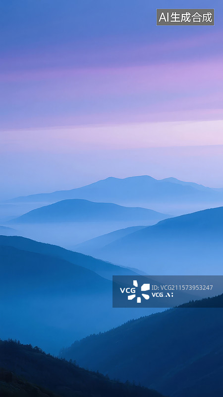 【AI数字艺术】晨雾缭绕的山峦图片素材