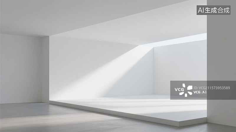 【AI数字艺术】阳光穿透门缝照亮的空旷房间图片素材