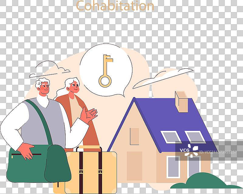 同居的老年夫妇准备好行李图片素材