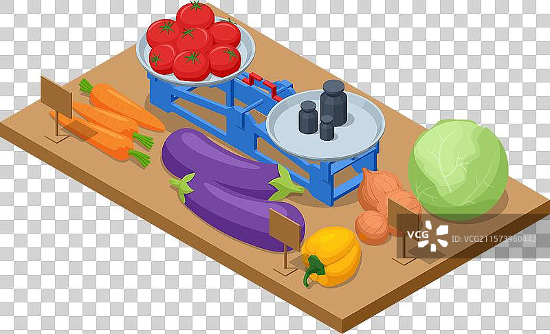 等距平衡秤出售蔬菜和图片素材