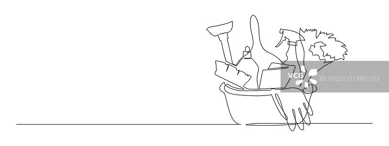 装有清洁用品的桶图片素材