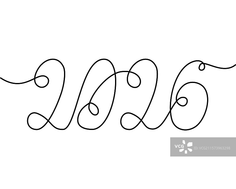 2026年手写新年日期，带有连贯的风格图片素材