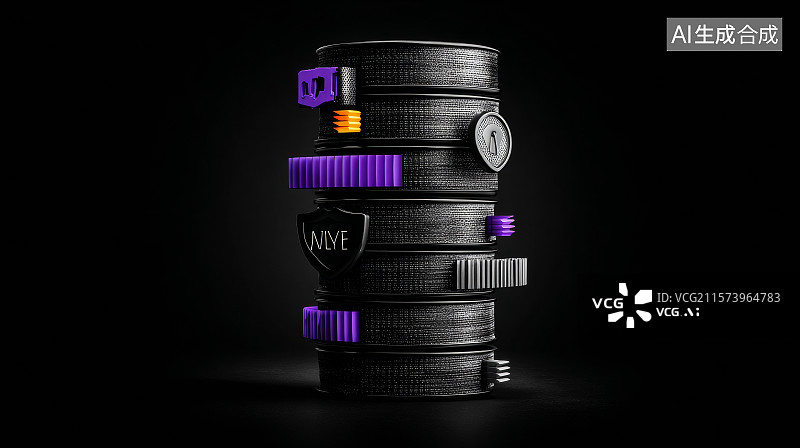 【AI数字艺术】抽象概念中的垂直服务器堆栈与AI模块图片素材
