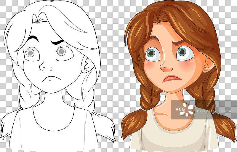 一个表情忧虑的女孩图片素材