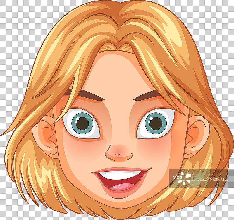 微笑的金发卡通角色，拥有大眼睛图片素材