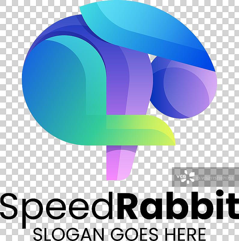 彩色渐变风格的兔子logo图片素材