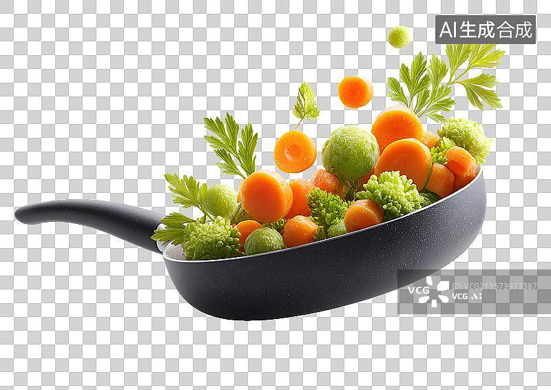 【AI数字艺术】【免抠png素材】一口正在炒菜的锅图片素材