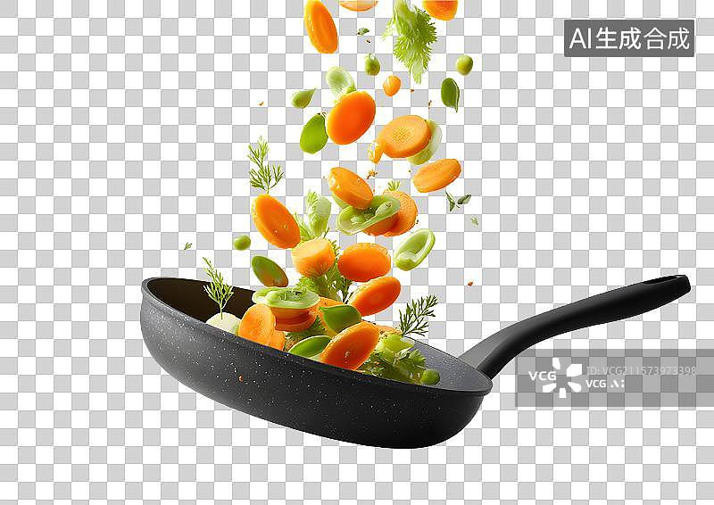 【AI数字艺术】【免抠png素材】一口正在炒菜的锅图片素材