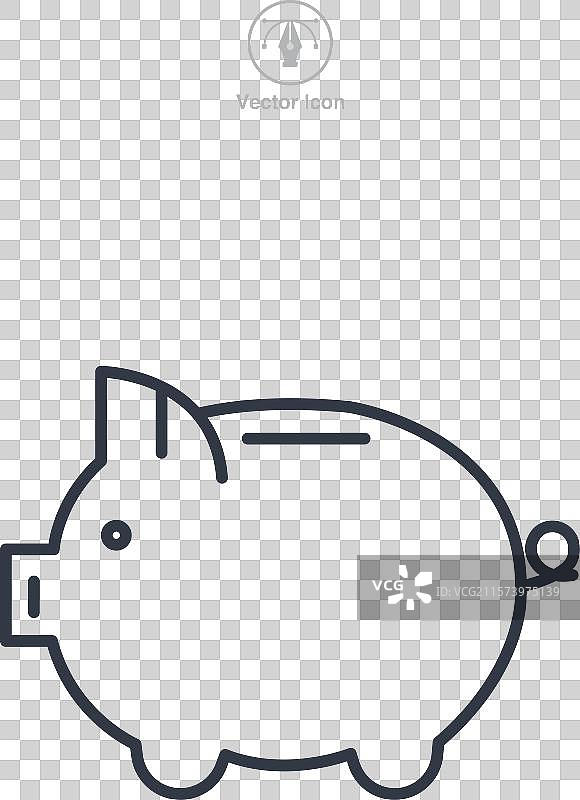 储蓄罐图标，孤立在白色背景上图片素材