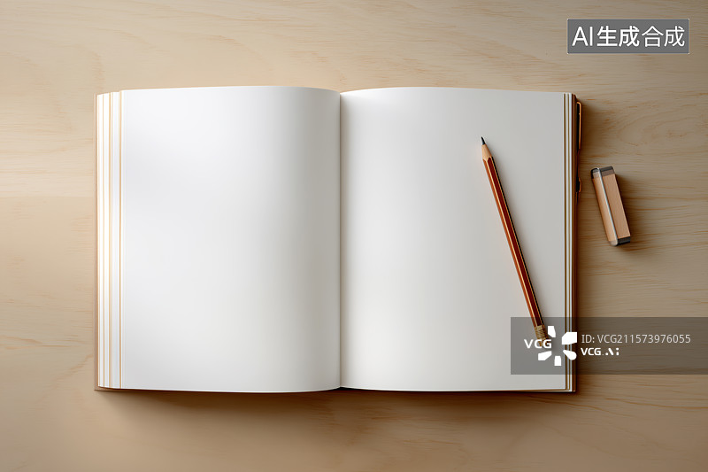 【AI数字艺术】空白笔记本和铅笔图片素材