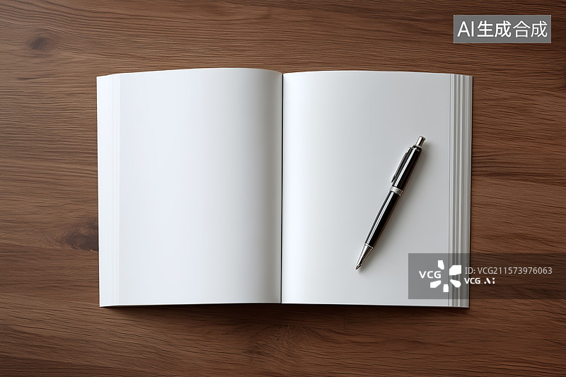【AI数字艺术】打开的笔记本和钢笔图片素材