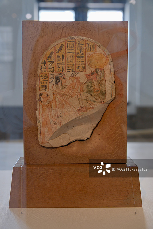 日本仓敷大原美术馆，古埃及新王国时代献给托特Thoth的石碑图片素材