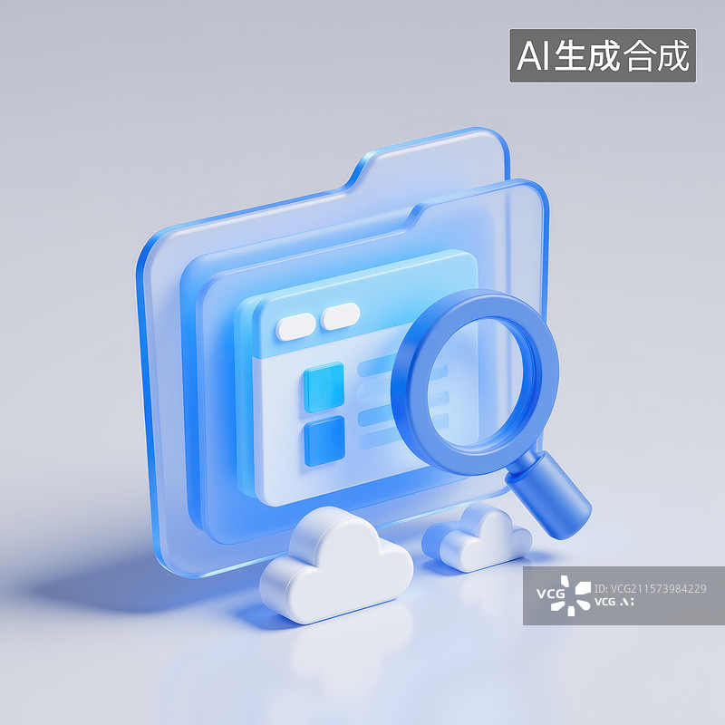【AI数字艺术】云端数据搜索，云存储 云服务 数据检索图片素材