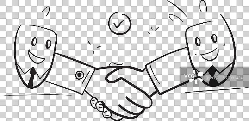 最佳交易的商业人士握手涂鸦图片素材