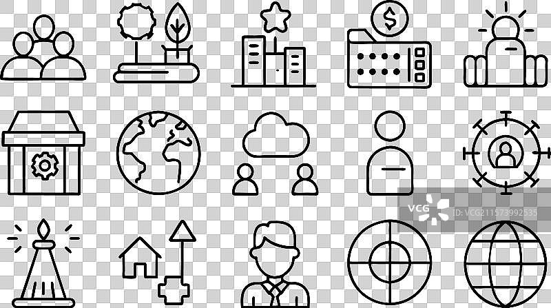 生态世界可编辑轮廓图标集图片素材