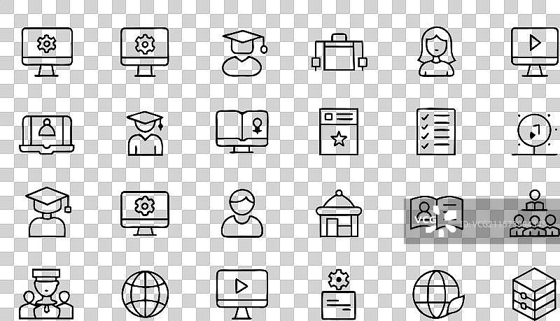 在线教育与学习 可编辑的线条图片素材