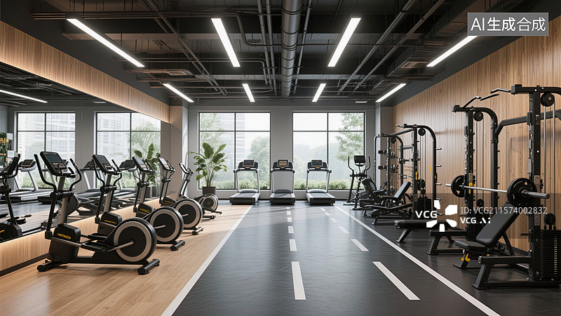【AI数字艺术】现代健身房的活力空间图片素材