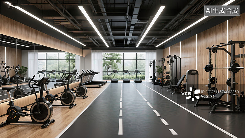【AI数字艺术】现代健身房的活力空间图片素材