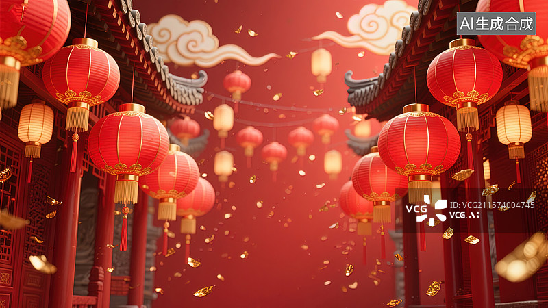 【AI数字艺术】新春佳节喜庆氛围图片素材