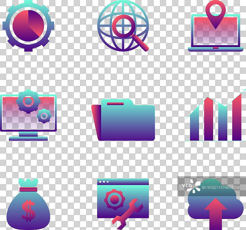 一组展示在上面的商业图标图片素材