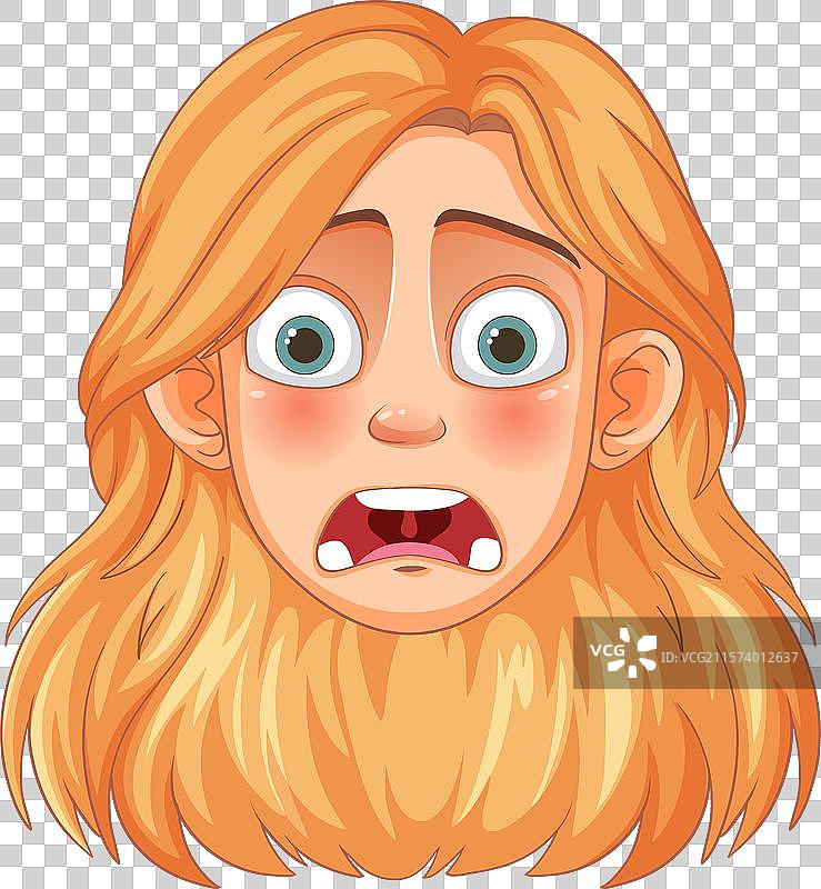 睁大眼睛的卡通脸，表情惊讶图片素材