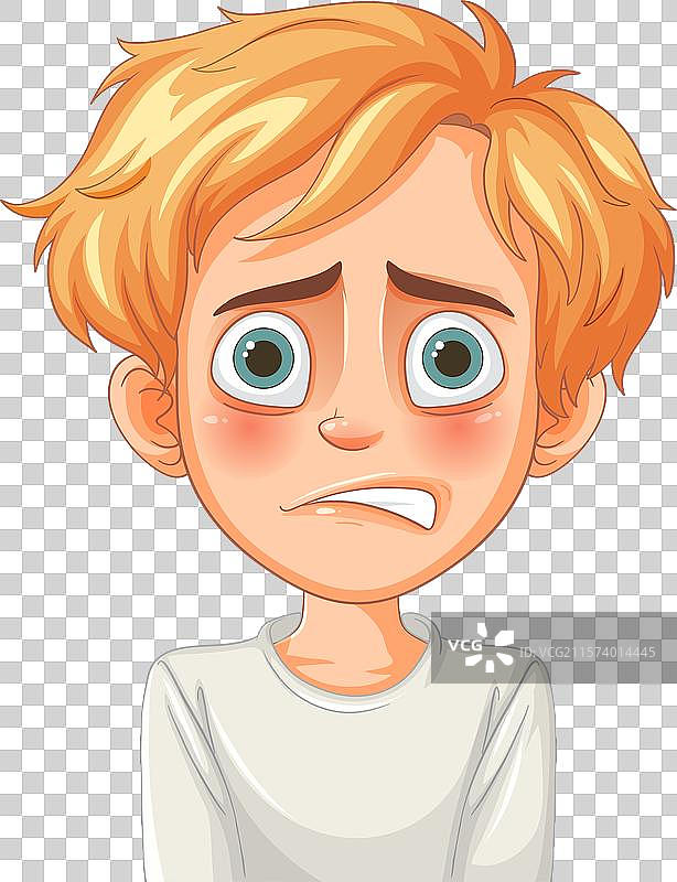 一个眼睛睁得很大的担忧男孩图片素材