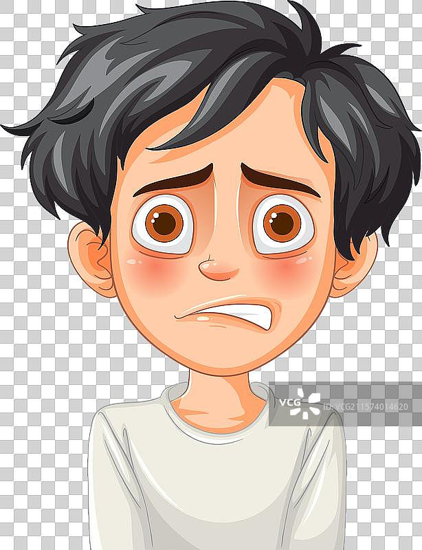 一个看起来焦虑和担忧的男孩图片素材