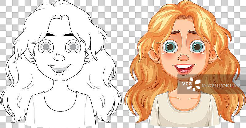 一个拥有波浪卷发的快乐女孩图片素材