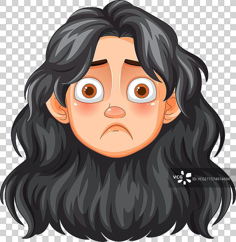 一个显示担忧表情的卡通脸图片素材